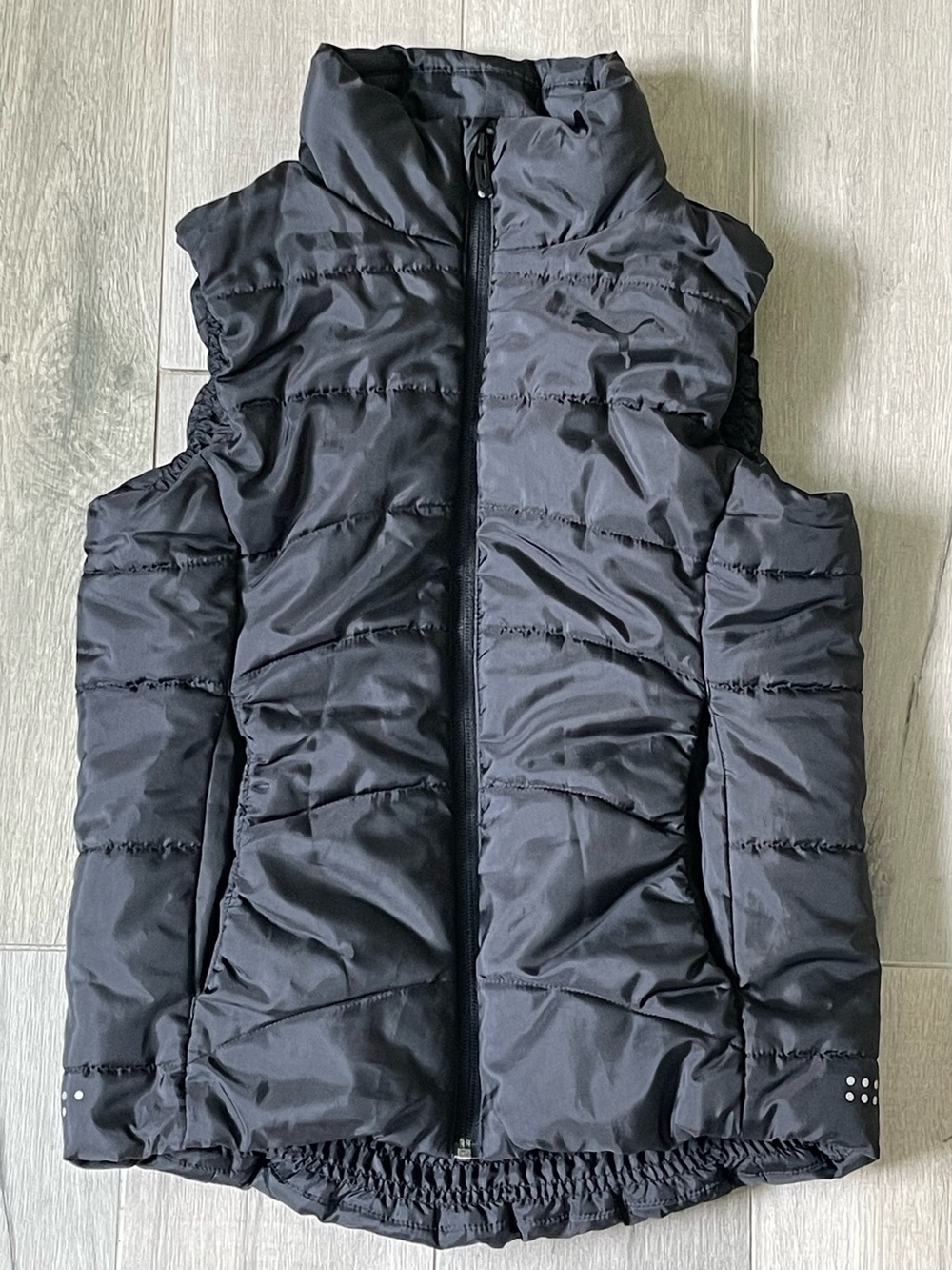 Puma Kids Black Quilted Puffer Vest Youth Large Full Zip Lightweight